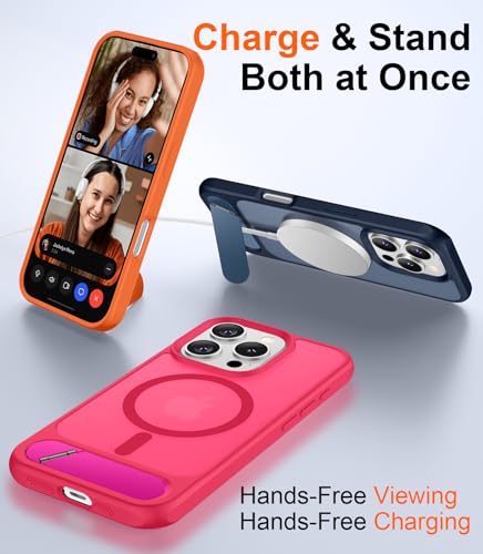 Image of Magnetic Compatible with iPhone 16 Pro Case, [Built-in Invisible Kickstand][Compatible with MagSafe][Military Grade Shockproof] Slim Translucent Matte Phone Case for iPhone 16 Pro 6.3 inch