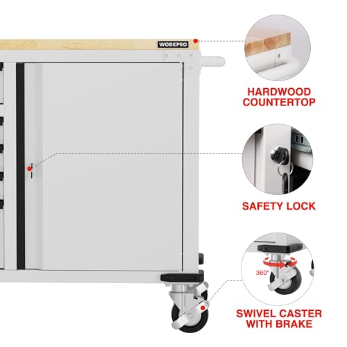 Image of WORKPRO 72 inch x 22 inch Rolling Tool Cabinet, 9-Drawer & 1-Door