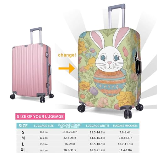 Easter Bunny Floral Tsa Approved Luggage Cover For 18-32 Inch Suitcases Scratch-Resistant Stretch Luggage Cover 6