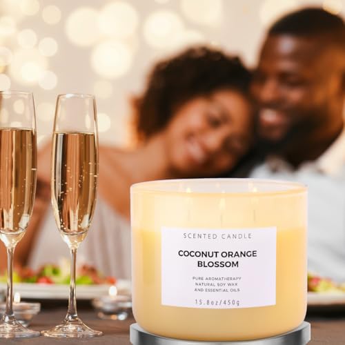 T&H COB3W01 Coconut Orange Blossom 3 Wick Candle | Highly Scented Soy Candles For Home 15.8 Oz, Summer & Tropical Scented Candle | Aromatherapy Stress Relief Candle, Relaxing Clean Burning Candle thumb #6