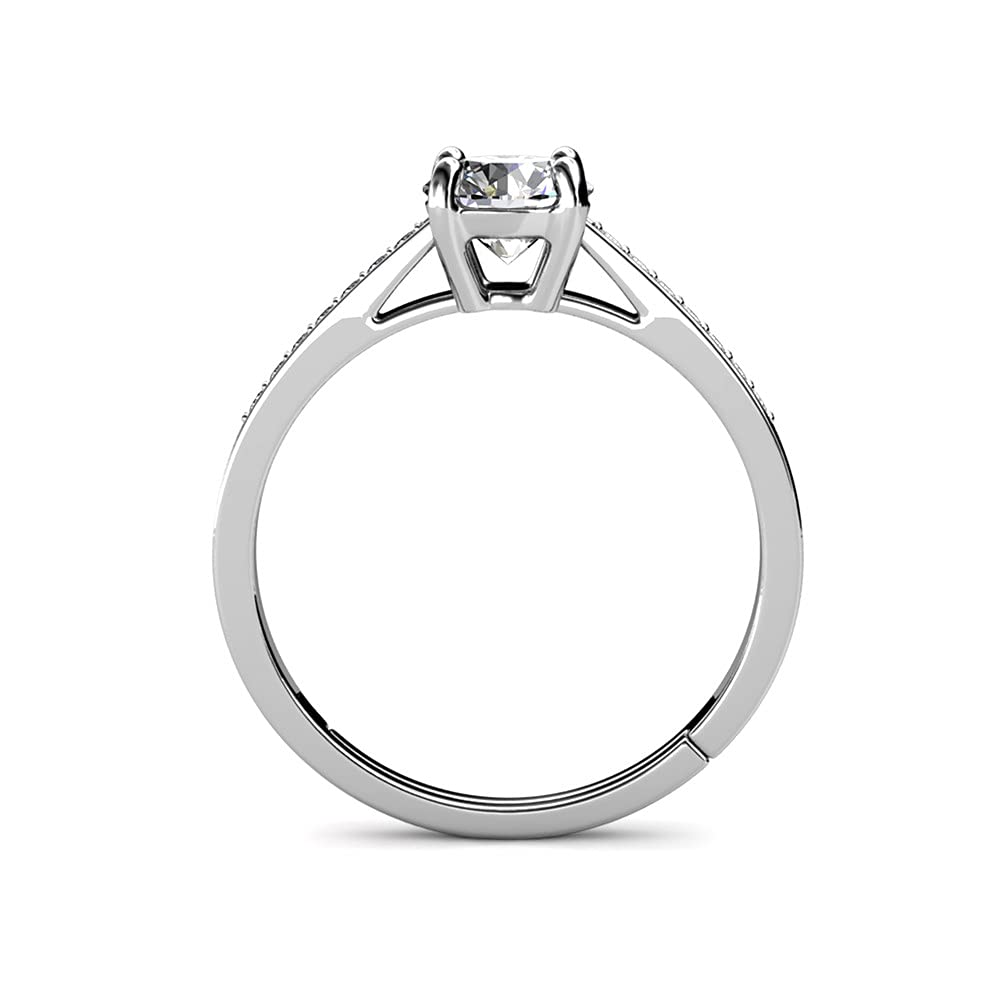 Anello Fidanzamentoda Donna in Argento Massiccio 925 Solitario con Diamante Moissanite 1,0 ct