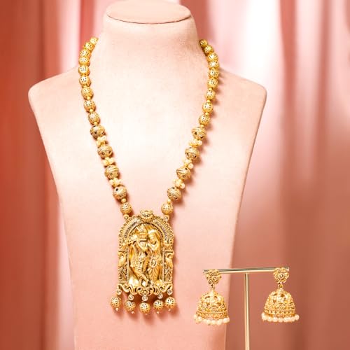 Image of Rubans Long Necklace Set Gold Plated Traditional Stylish Multicolour Jewellery Gift for Women & Girls