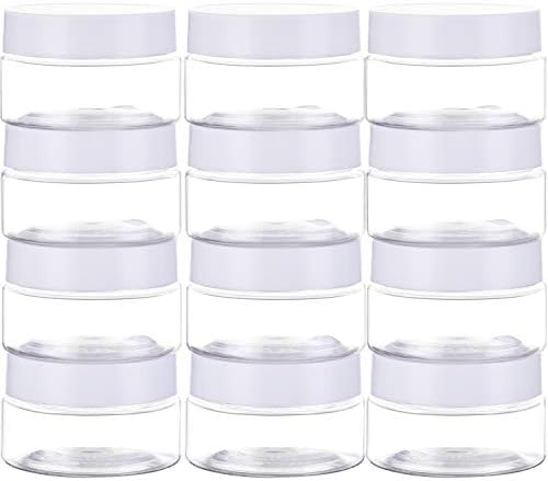 12 Pack Small Plastic Containers with Lids Clear Plastic Favor Storage Jars Wide Mouth for Beauty Products (1 Ounce, White)