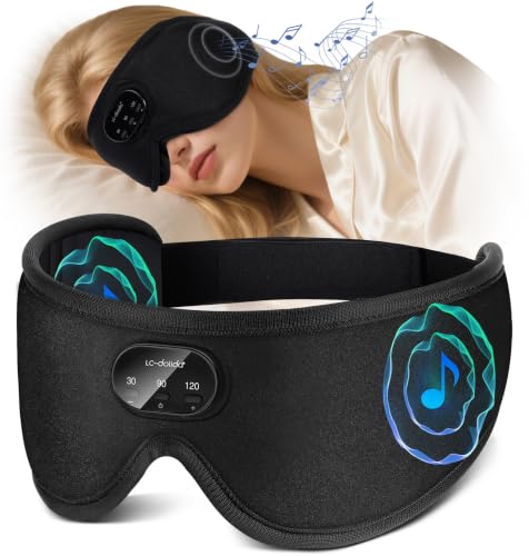 Image of LC-dolida Bluetooth Sleep Mask with White Noise,Sleep Headphones,Bluetooth Wireless Music Eye Mask, Ideal for Travel, Night Work, Napping, Side Sleeping & Office Use for Both Men Women(Obsidian)