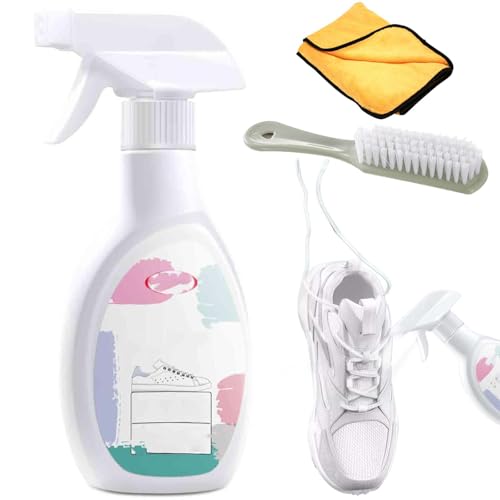 Syeefula Portable Quick White Shoe Cleaning Spray, 13.52oz White Trainer Cleaner, Water-Free Sneaker Cleaning Spray Foam for Works on Leather, Knit, Canvas, Shoe Whitener for Trainers (1PC)
