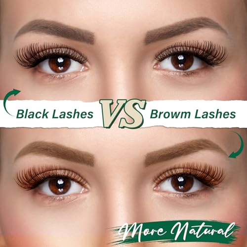 Image of KEYYOU Brown Lash Clusters Soft Wispy D Curl Individual Lashes 8-18mm MIX