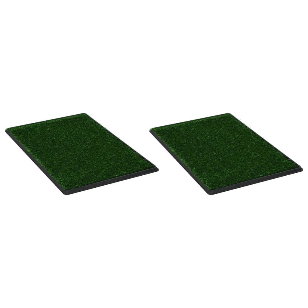 'vidaXL 2 pcs Pet Toilets with Tray & Faux Turf - Green Natural-Looking Grass Simulator – Safe PP and PS Material - Easy-to-Clean Design Potty Training Aid