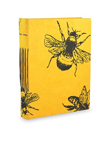 Kathmandu Valley Co. Nepali Keeper Journal with Handmade Lokta Paper. Made in Nepal. (5x7 Inches, Busy Bee)