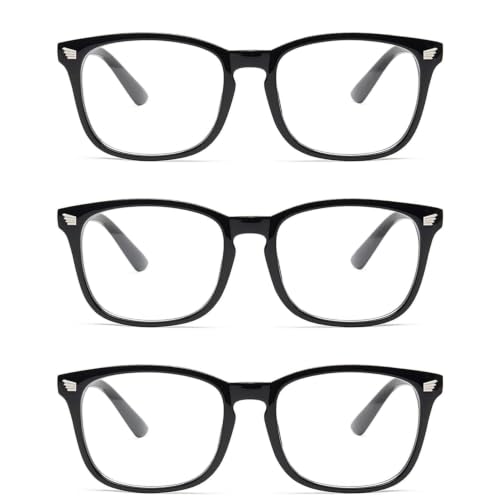 Image of Blue Light Blocking Computer Glasses for Men & Women, Square TR90 Lightweight Eyeglasses Frame, Anti Eye Strain UV Protection, Clear Lens for Gaming Office Reading