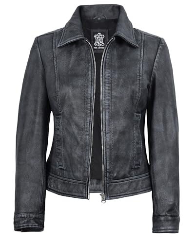Image of Decrum Vintage Style Women's Leather Jacket - Real Lambskin Casual Leather Jacket for Women