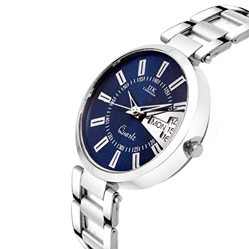 Image of IIK COLLECTION Round Dial Stainless Steel Bracelet Chain Analogue Day & Date Functioning Watch For Women And Girls, Dial Color-Assorted