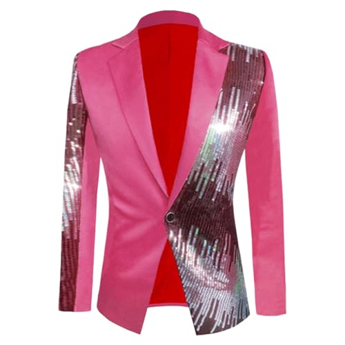 Blazer de smoking pour homme coupe slim veste paillettes rose taille 5XL mariage
