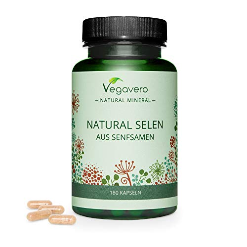 Sélénium Vegaverou00ae | 100% NATUREL - Issu de graines de moutarde | Sans additifs Artificiels | Stress oxydatif + Thyroïde + Cheveux* | 180 Gélules | VEGAN