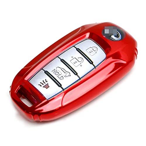 Ijdmtoy Glossy Red Finish Tpu Key Fob Protective Case W/Face Panel, Compatible With Infiniti 2020-Up Q50 Q60 Qx50 Qx55 Qx60 Smart Key Fob #TOP1