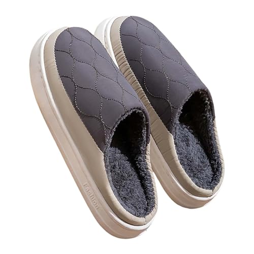 SHOBDW Zapatillas de Casa Mujer y Hombres, Pantuflas Peluche Cmodas y Suaves Calientes Invierno, Zapatos Interior y Exteriores para Hotel Viajes, Slippers Antideslizantes Silenciosas