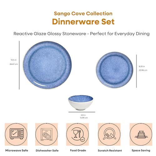 Sango Stoneware Dinnerware Set – Service for 4, Plate, Bowls, & Mugs Set, for Daily Dining & Entertainment, Microwave & Dishwasher Safe - Image 3