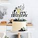 Dcokska Music Logo Happy Birthday Cake Topper， Glitter Guitar Cake Topper Decoration，Guitar Rock Themed Party, Music Social Party Cake Toppers Decorations/Birthday Party Decorations (black-4)