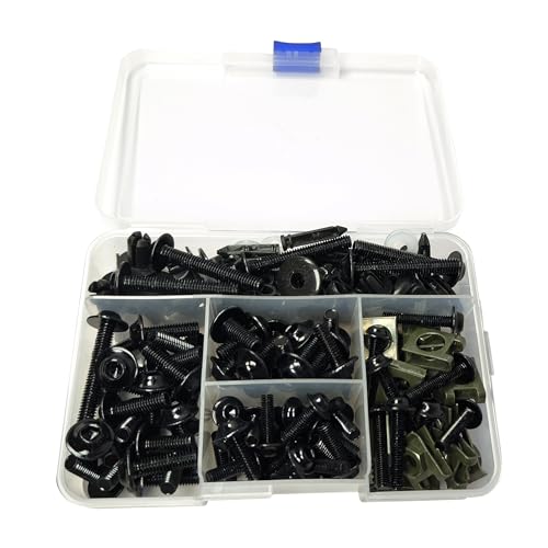 Image of 210 PCS Motorcycle Fairing Bolt Kit Screws Aluminum Fasteners Washers Nuts Screws Clips for Yamaha Kawasaki BMW Suzuki Honda Dirt Bike Sportbike Chopper Cafe Racer ATV Scooter(Black)