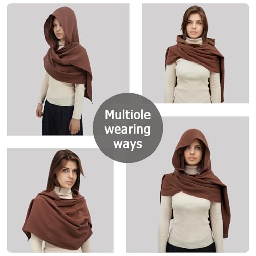 Women Men Fashion Shawl Scarf Cape | Multifunctional Hooded Cowl | Medieval Linen Cotton Cowl Hood |Vintage Goth Costume4