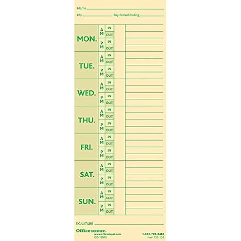 Office Depot Time Cards with Deductions Cover