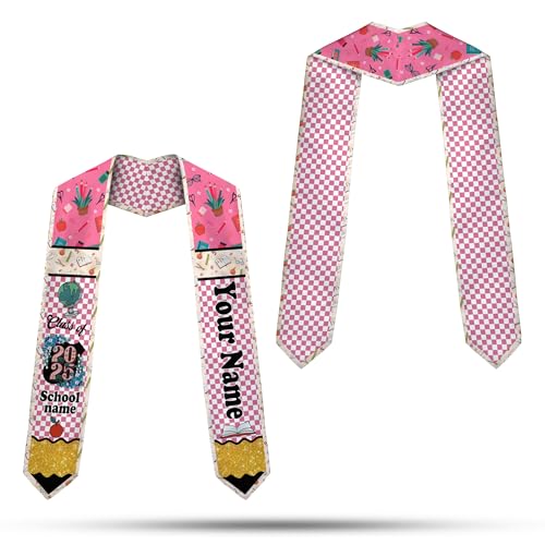 MonkeyVan Custom Class Of 2025 Teacher Graduation Stole, Teacher Graduation Sash, Teacher Pencil Grade Honor Stole Grad 2025 Tc 1