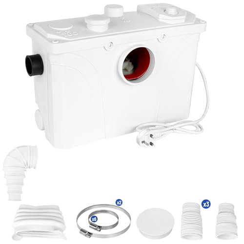 700W Macerator Water Pump Sanitary for Toilet Shower Bath Sink Kitchen Sewerage Grinder Waste Water Sump Pump for Shower Laundry Sink Marine Toilet 4 Inlets & 2 Outlets