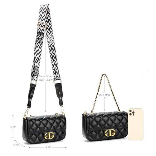 Quilted Crossbody Bags for Women Small Purse Trendy Vegan Leather Shoulder Handbags with Adjustable Shoulder Strap 6
