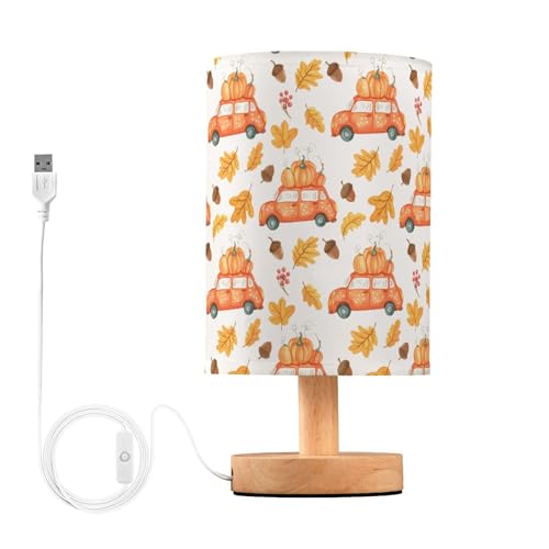 Sevdomey Lampe de chevet Cars avec citrouilles avec port USB, aucune ampoule nécessaire, lumière LED chaude pour chambre à coucher, salon, bureau, lampe de...