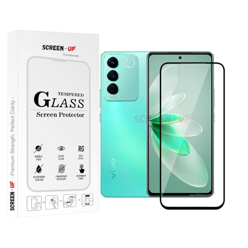 Image of ScreenUp Tempered Glass For vivo V27e - Ultra Clear, 9H Scratch Resistant, Full Coverage, Easy Install Screen Protector