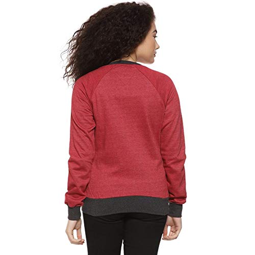 Image of PINACOLADA Women's Colorblock Sweatshirt with Ribbed Hem for Casual Wear | Low-High Neck | Long Sleeve | Button Closure | Cotton Sweatshirt Crafted with Comfort Fit for Everyday Wear