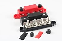Heavy Duty Busbar Sammelschienen M10 300A Sammelschiene Boot Wohnmobil Wohnwagen KFZ Masseverteiler Messing Panel mit Schrumpfschlauch (Rot+Schwarz) – Ansicht 4