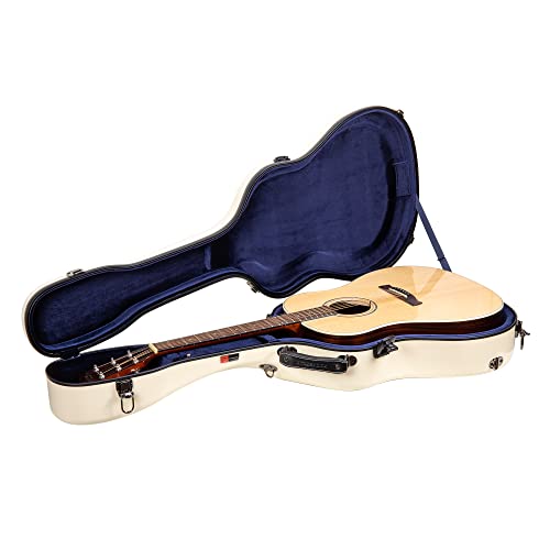 Image of Crossrock Dreadnought Acoustic Guitar Case - Fits 40 inch /41 inch Guitars | Fiberglass Shell, Plush Interior, TSA Lock - Ivory (CRF2021DIV)
