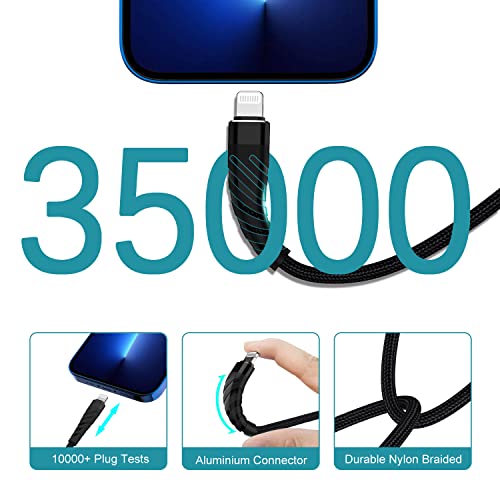 20W Usb C To Lightning Cable Fast Charging 【2Pack-6Ft】 Apple Mfi Certified Nylon Braided Type C Quick Charger Cable Usb-C High Speed Charging For Iphone 14 13 12 11/Mini/Pro/Promax/Ipad 8 -Black #TOP4