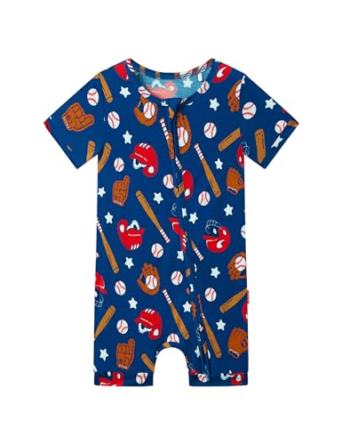 Image of EASWEET Baby Boys Bamboo Viscose Short Sleeve Romper Soft Comfy Infant Summer Jumpsuit