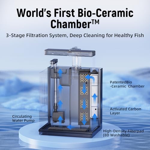 Image of AQUASMITH Beta Fish Tank, 2 Gallon Betta Fish Aquariums with Filter & Light, for Men, Fish Tanks for Kids & Starter, Black