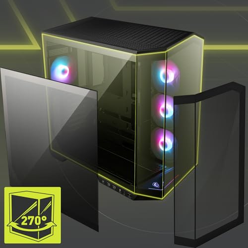 MSI MAG PANO 100R PZ - Premium Mid-Tower Gaming PC Case - Tempered Glass Side Panel - ARGB 120mm Fans - Liquid Cooling Support up to 360mm Radiator - Black Color Case by MSI - Image 3