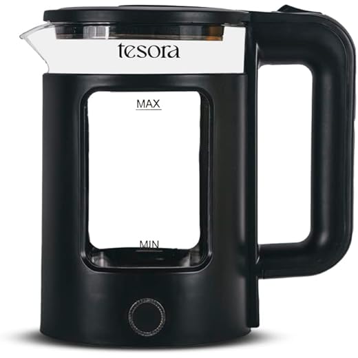 Tesora Electric Glass Kettle | Borosilicate Glass Body with Cool Touch PP Sleeve |1.5 Liter Capacity | 1350 Watts | Overheating & Boil Dry Protection | Black | 1 Year Warranty by Tesora