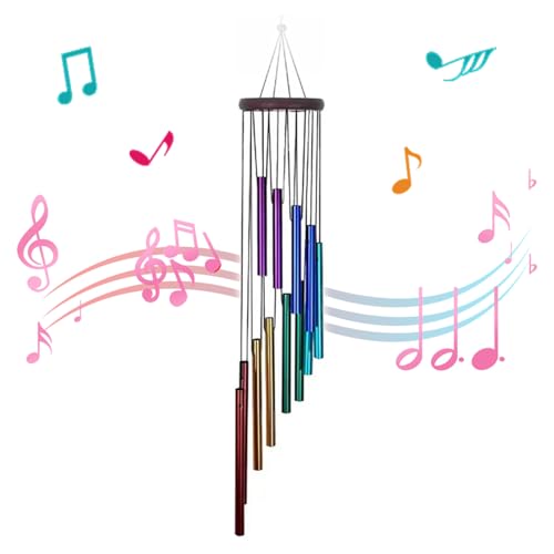 Wind Chimes for Garden, Elegant Black Wood and Metal Wind Chimes, Perfect for Outdoor and Indoor Decoration, 60cm Length, 8.5cm Diameter, Ideal for Home, Patio, and Garden Enhancement