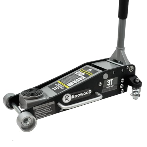 Image of 3 Ton Hydraulic Low Profile Floor Jack RocwooD Aluminium Heavy Duty Car Trolley Jack Lift 100mm – 465mm Lifting Range Dual Piston Pump Wheels Non-slip Handle for Car Van Garage Tyre Repair Change