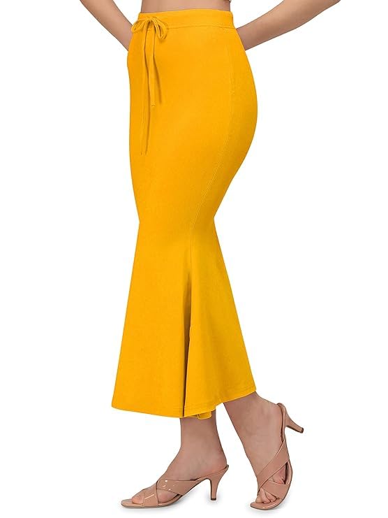 Image of Saree Shapewear Petticoat for Women Cotton Blended Lycra Body Shaper Peticoat, Long Under Skirt Dress for Saree,Stretchable Fishcut Innerwear for Ladies Saree in Party