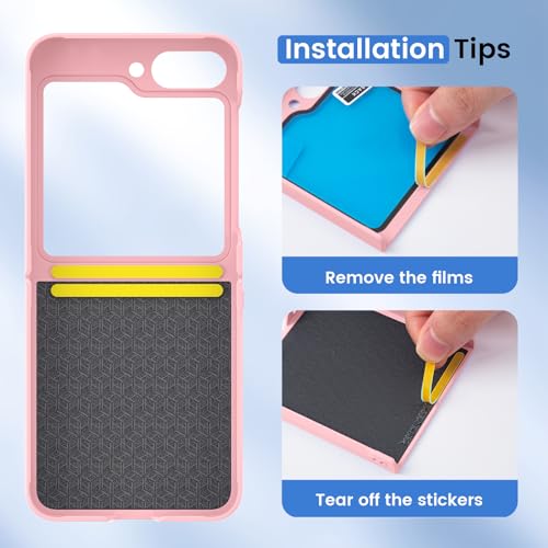 Image of Ruky for Samsung Z Flip 6 Case, Full Body Protective Cover Hard PC Ultra Slim Anti-Scratches Shockproof Wireless Charging Phone Case for Samsung Galaxy Z Flip 6, Pink