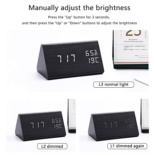 Homesogood Led Wooden Digital Alarm Clock Table Sound Control Electronic Number Clocks Retro Desktop Usb/Aaa Powered Clock Home Decoration(4.72Inch,Brown) #TOP2