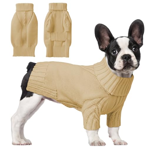 Image of Dog Sweaters for Small Medium Large Dog, Classic Turtleneck Pet Clothes Warm Thermal Doggy Winter Coat, Thick Double Knitting Collar Pullover Cold Weather Puppy Jacket for Indoor & Outdoor Wear