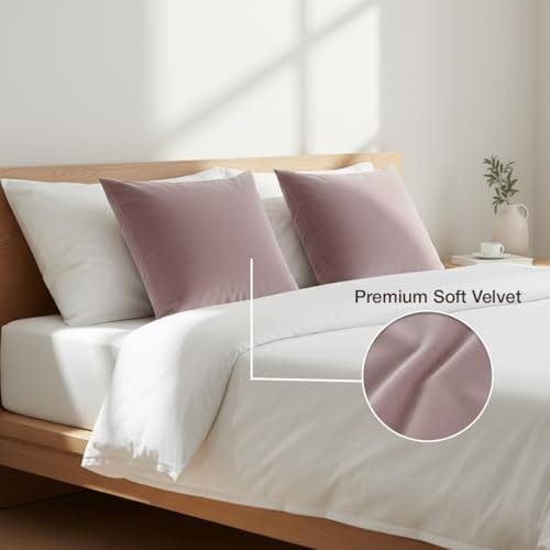 Image of HOMEMONDE Velvet Cushion Covers Set of 5-16x16 Inch Decorative Pillow Cover for Sofa, Couch, Chair, Lavender