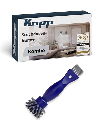 Kopp KOMBO Steckdosenbürste in blau/grau - Rundbürste für Steckdosen, Fugen & Lichtschalter - Robust, langlebig & einfach in der Anwendung - Vielseitig einsetzbar für Haushalt, Büro & unterwegs