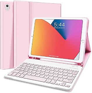 Lachesis iPad Keyboard Case 10.2" 9th/8th/7th Gen for iPad 2021/2020/2019, Wireless Detachable BT Keyboard Case with Pencil Holder Compatible for iPad 10.2"/ iPad Air 3/ iPad Pro 10.5