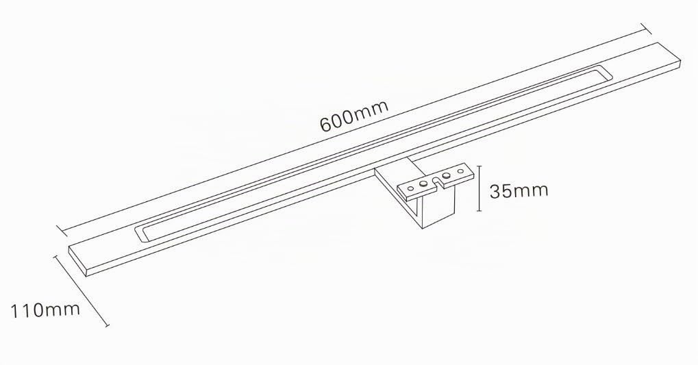 kalb Material für Möbel LED Badleuchte schwarz 600mm Spiegellampe Spiegelleuchte Aufbauleuchte, Lichtfarbe:warmweiß