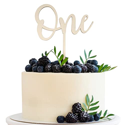 One Cake Topper 1St Birthday Girl Boy First Birthday Cake Topper Wooden Rustic Boho Cake Decorations For Smash Cake 1St Birthday Party Decorations #TOP3