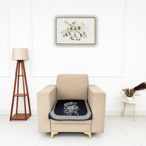 Image of Homerz 'Brooklyn Series' Premium Sofa Cover | Quilted Floral Design | Non-Slip Washable Sofa Protector | Soft Anti Slip Fabric (Ny Grey, 1 Seater, Only Seat Cover)