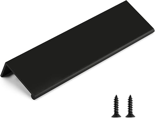 Rergy Paquete de 10 tiradores negros para gabinetes de cocina, tiradores de borde de gabinete de tocador, tiradores de dedo de gabinete de 5